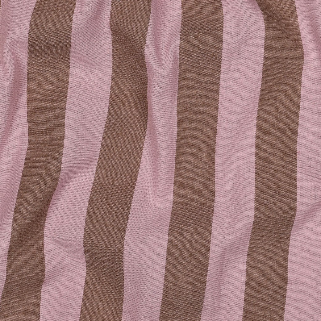 Yarn dyed katoen strepen lichtroze/bruin