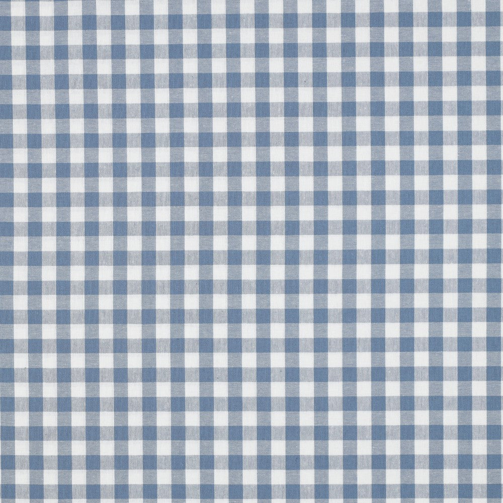 Yarn dyed poplin ruit 10mm blauw