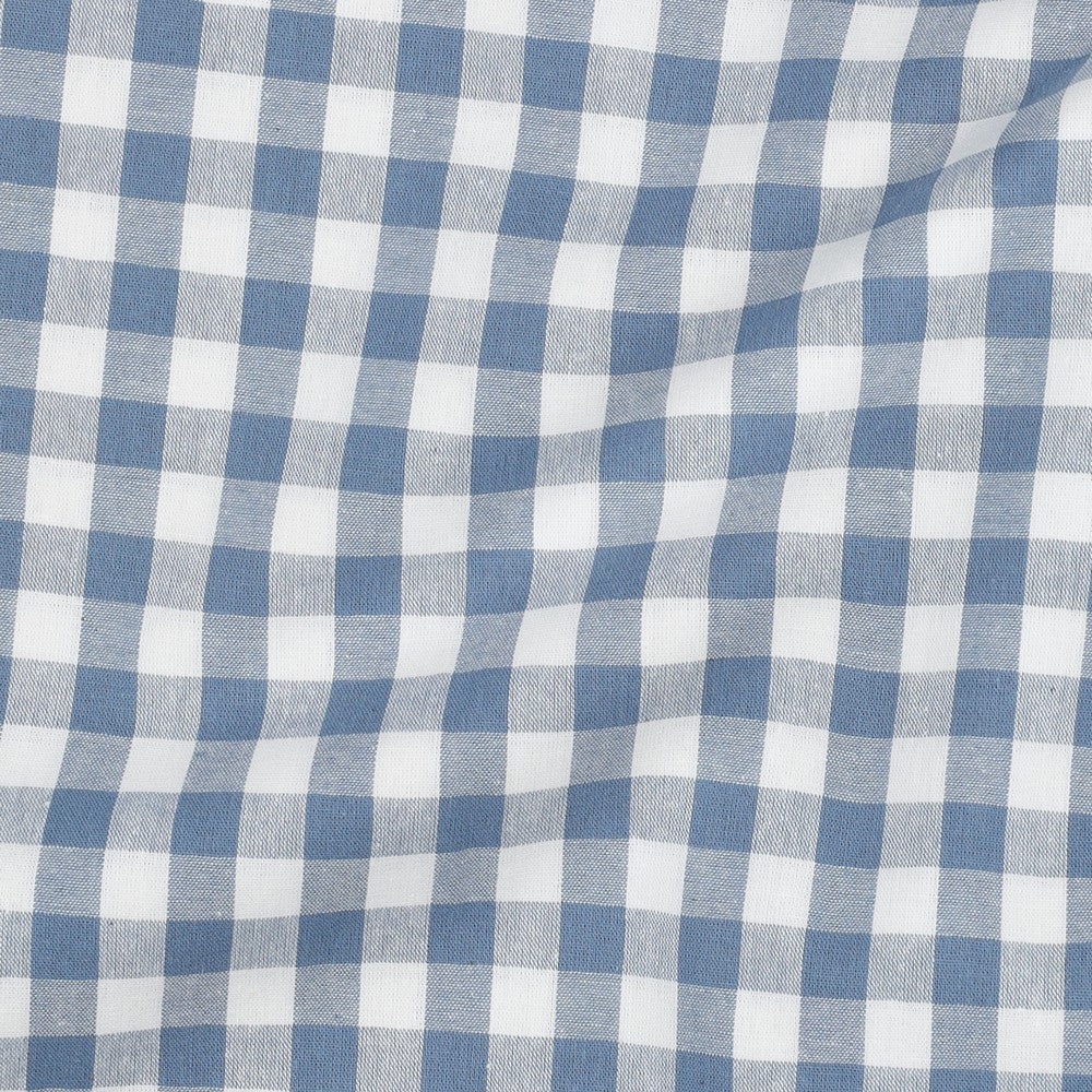 Yarn dyed poplin ruit 10mm blauw