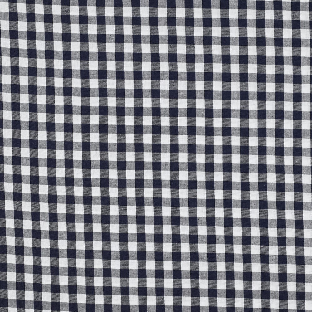 Yarn dyed poplin ruit 10mm navy