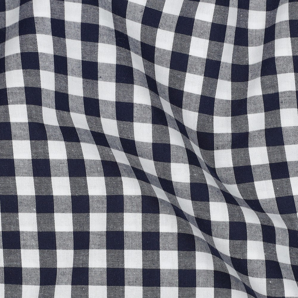 Yarn dyed poplin ruit 10mm navy