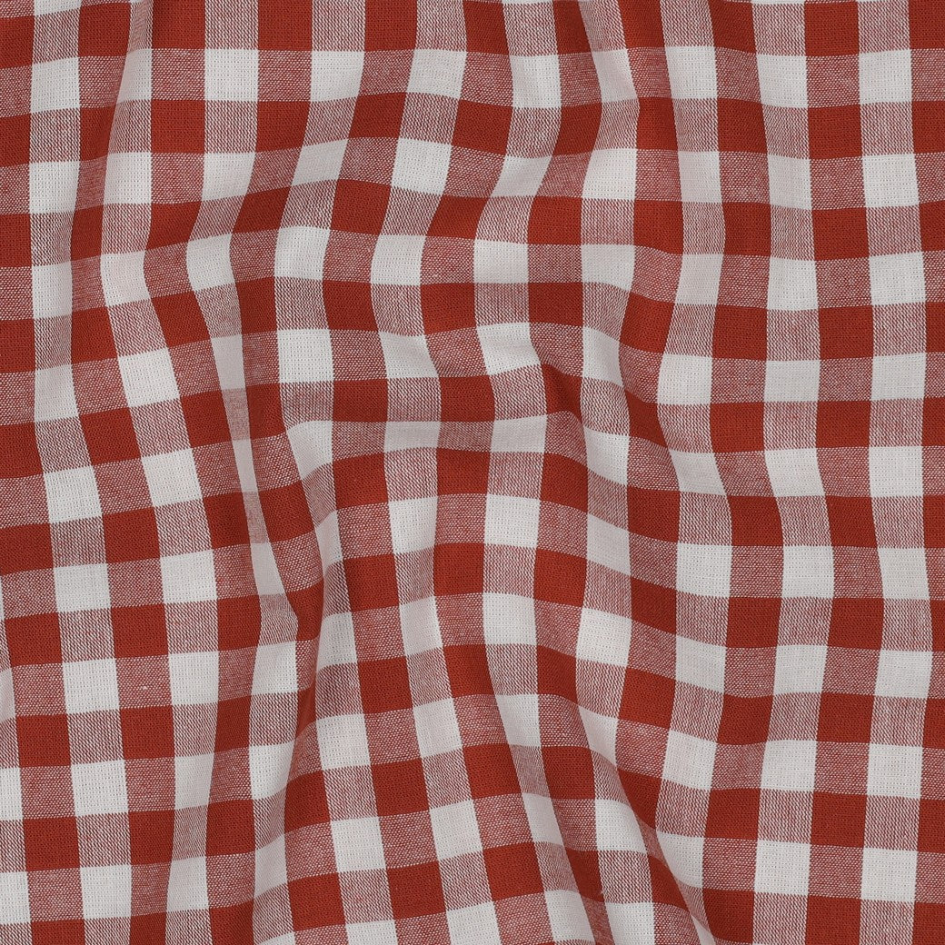 Yarn dyed poplin ruit 10mm terra