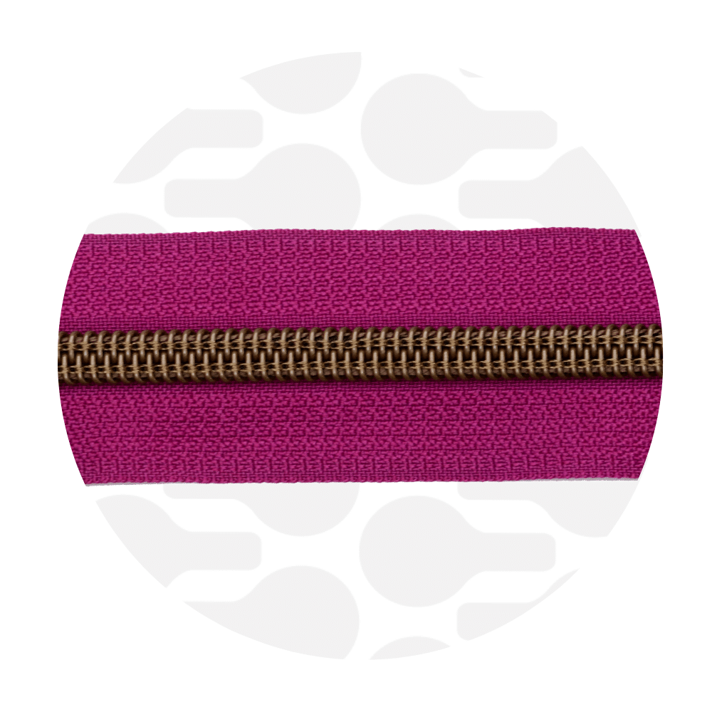 Zipper Zoo - Nylon rits amaranth magenta - 1 meter - Brons