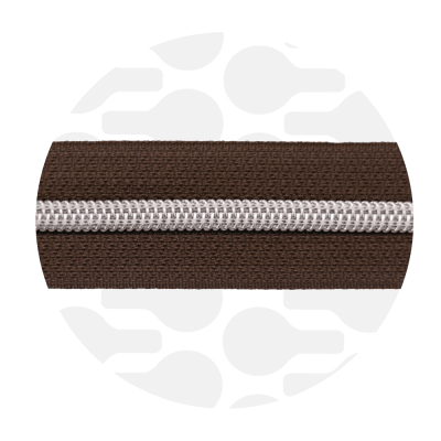 Zipper Zoo - Nylon rits brownie - 1 meter - Zilver