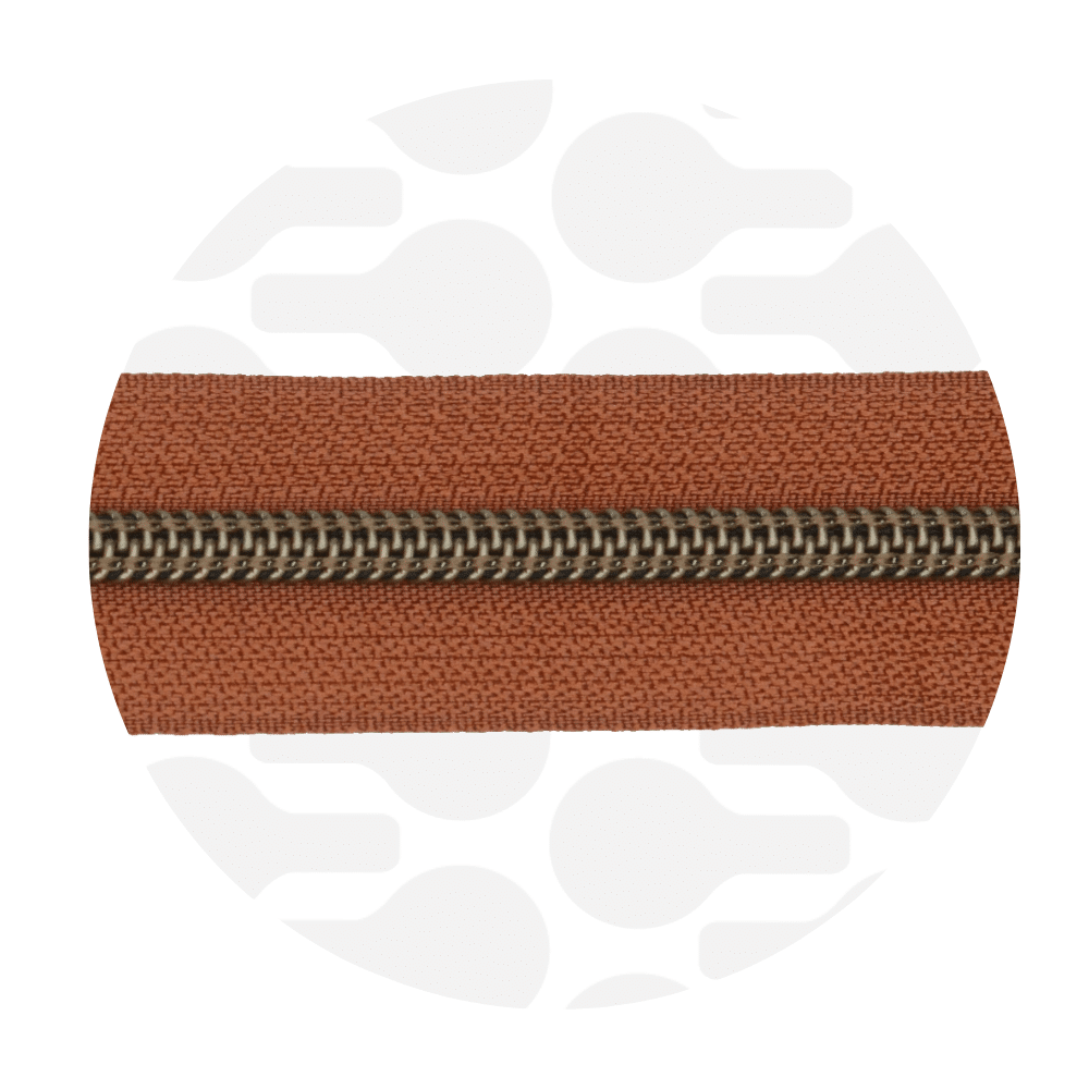 Zipper Zoo - Nylon rits burnt sienna - 1 meter - Brons