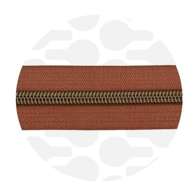 Zipper Zoo - Nylon rits cognac brown - 1 meter - Brons