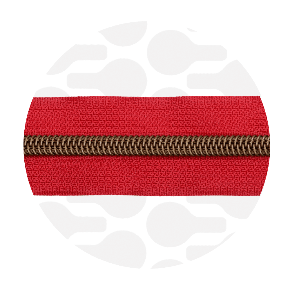 Zipper Zoo - Nylon rits crimson red - 1 meter - Brons