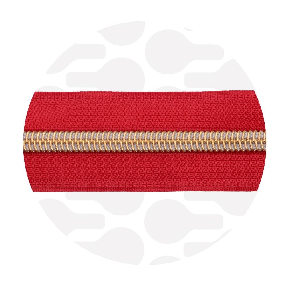 Zipper Zoo - Nylon rits crimson red - 1 meter - Goud