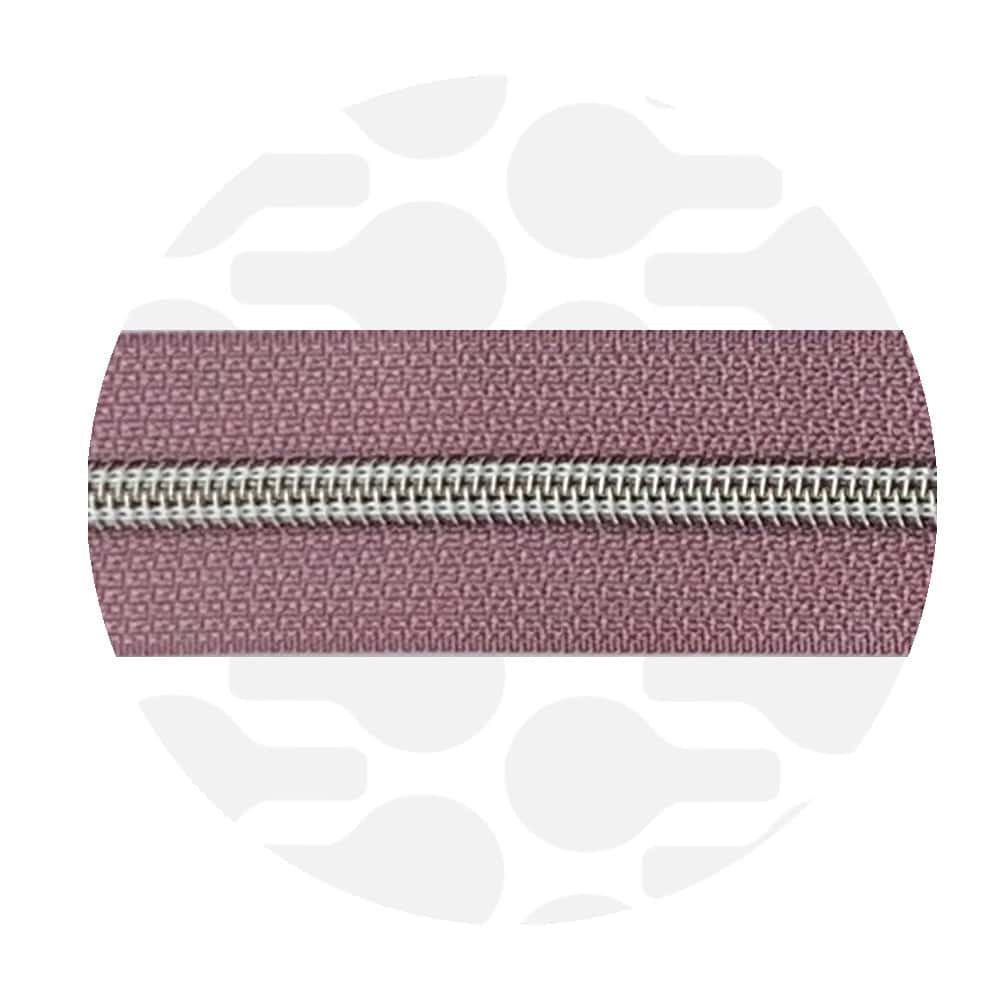 Zipper Zoo - Nylon rits dark lilac - 1 meter - Zilver