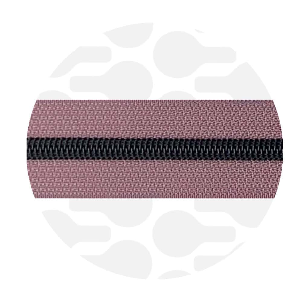 Zipper Zoo - Nylon rits dark lilac - 1 meter - Zwart