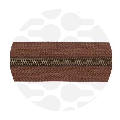 Zipper Zoo - Nylon rits earth brown  - 1 meter - Brons