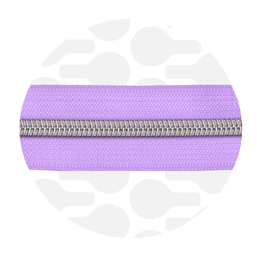 Zipper Zoo - Nylon rits frosted lilac - 1 meter - Zilver