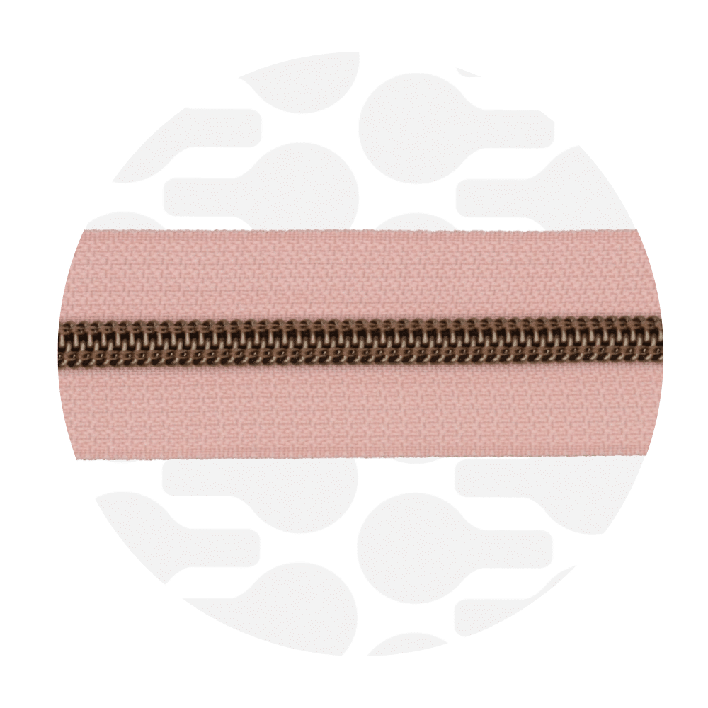 Zipper Zoo - Nylon rits frosted peach - 1 meter - Brons