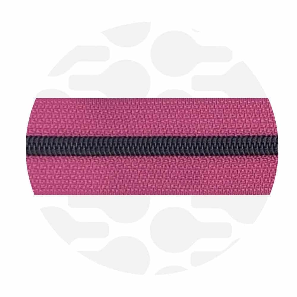 Zipper Zoo - Nylon rits hot pink - 1 meter - Zwart