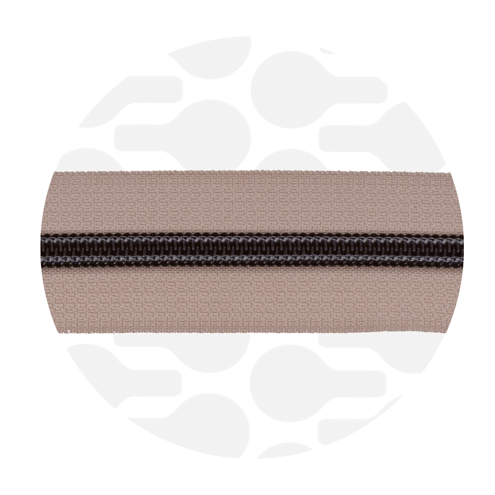 Zipper Zoo - Nylon rits latte - 1 meter - Zwart