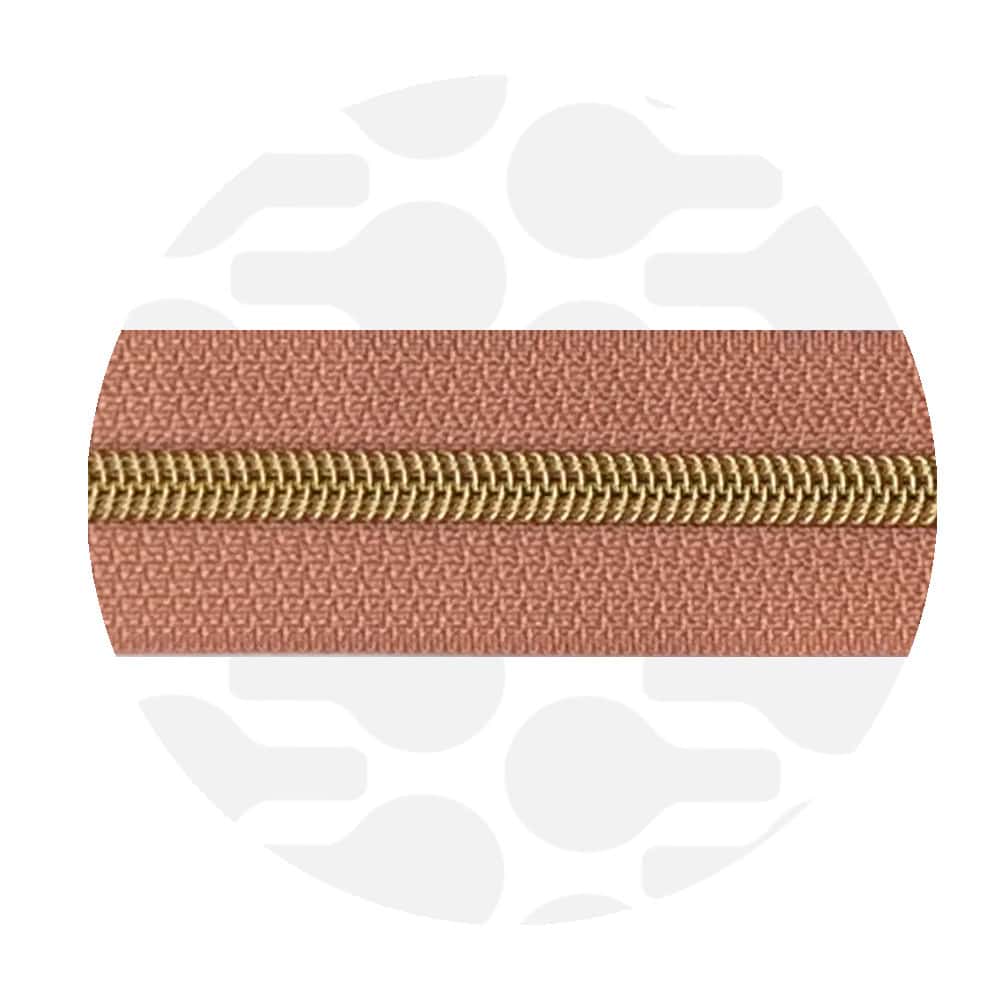 Zipper Zoo - Nylon rits melon blush - 1 meter - Goud