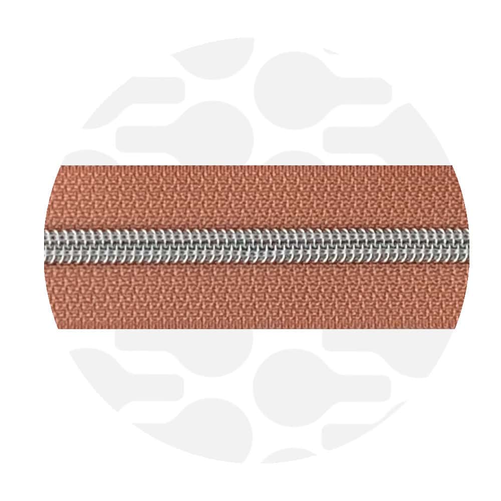Zipper Zoo - Nylon rits melon blush - 1 meter - Zilver
