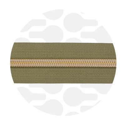 Zipper Zoo - Nylon rits mossy green - 1 meter - Goud