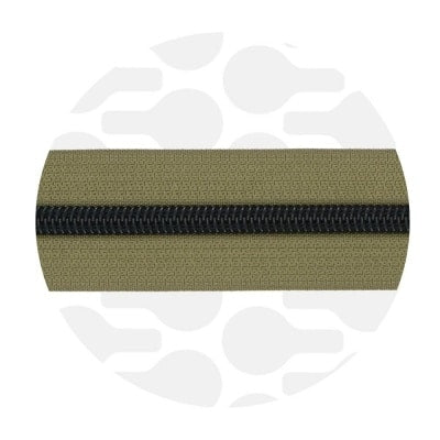 Zipper Zoo - Nylon rits mossy green - 1 meter - Zwart