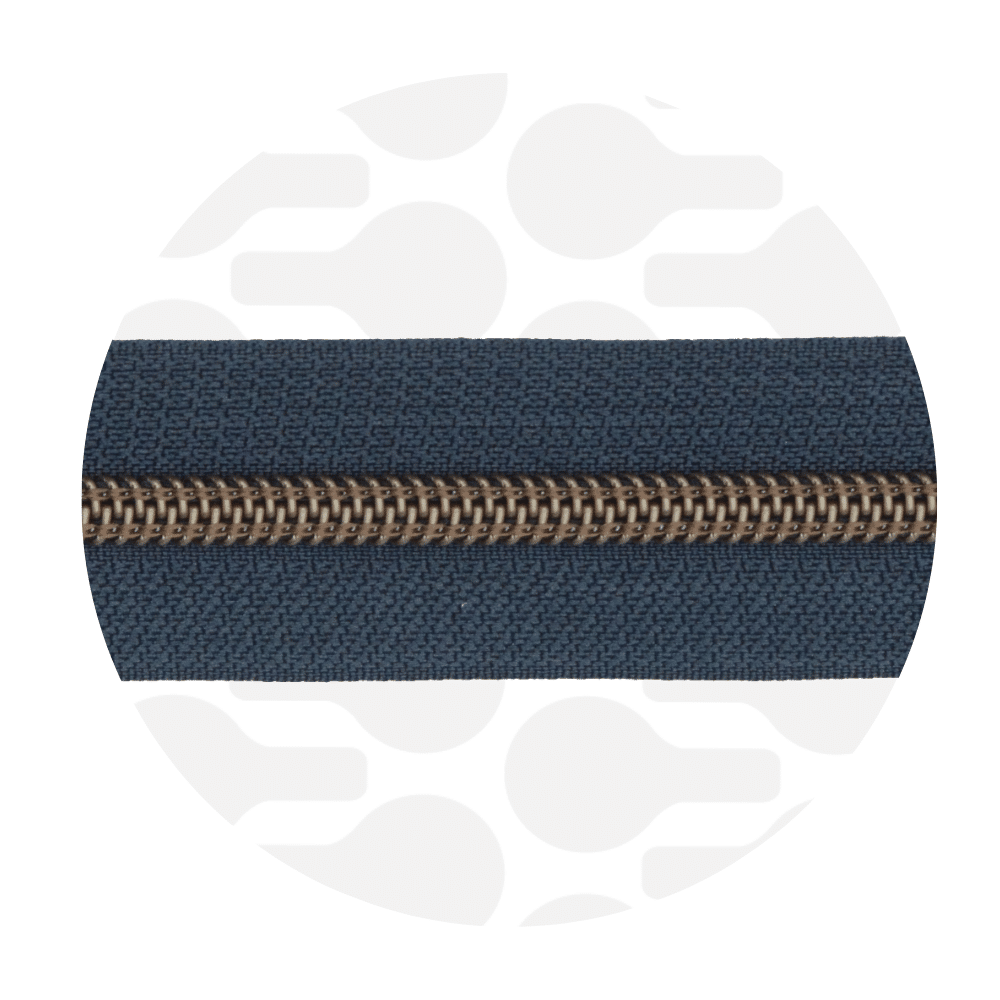 Zipper Zoo - Nylon rits night blue - 1 meter - Brons