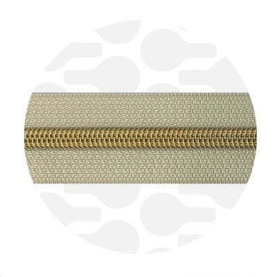 Zipper Zoo - Nylon rits oatmeal beige - 1 meter - Goud