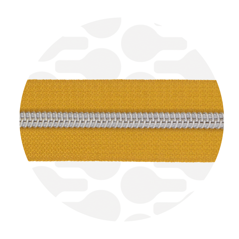 Zipper Zoo - Nylon rits ochre - 1 meter - Zilver