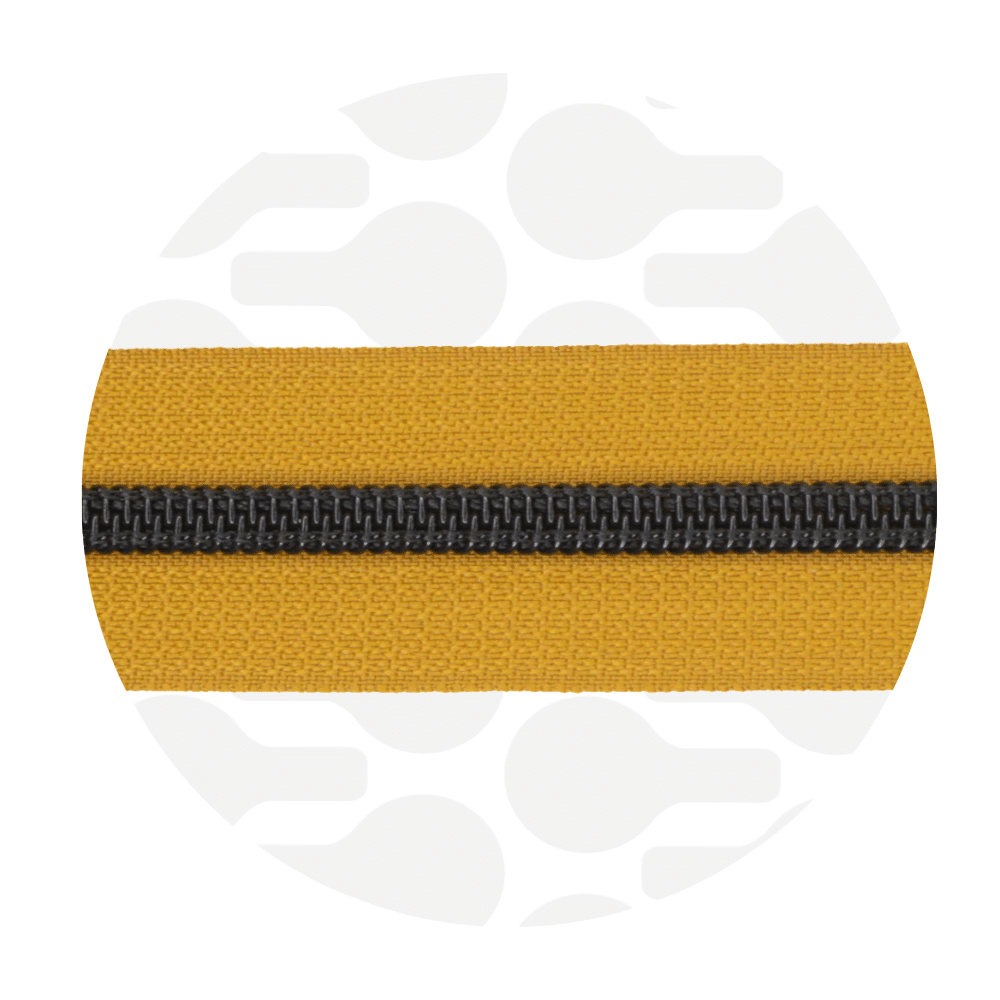 Zipper Zoo - Nylon rits ochre - 1 meter - Zwart