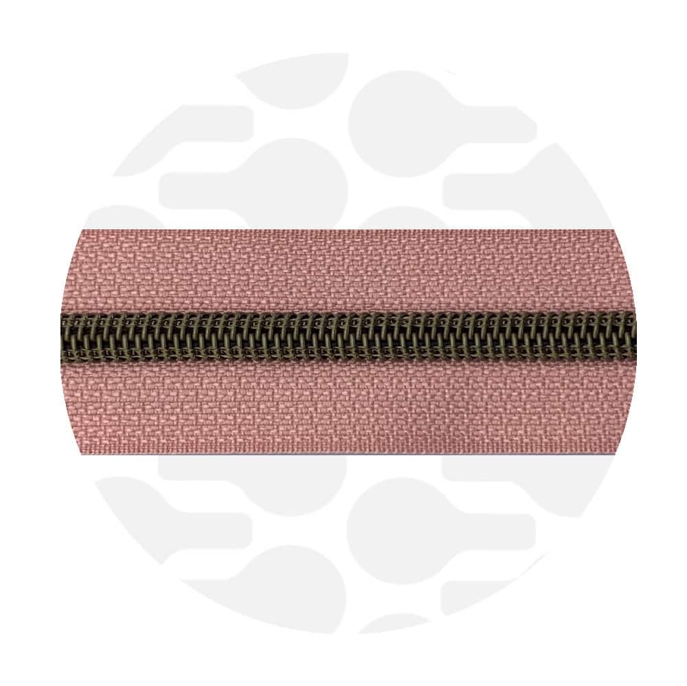 Zipper Zoo - Nylon rits powder pink - 1 meter - Brons