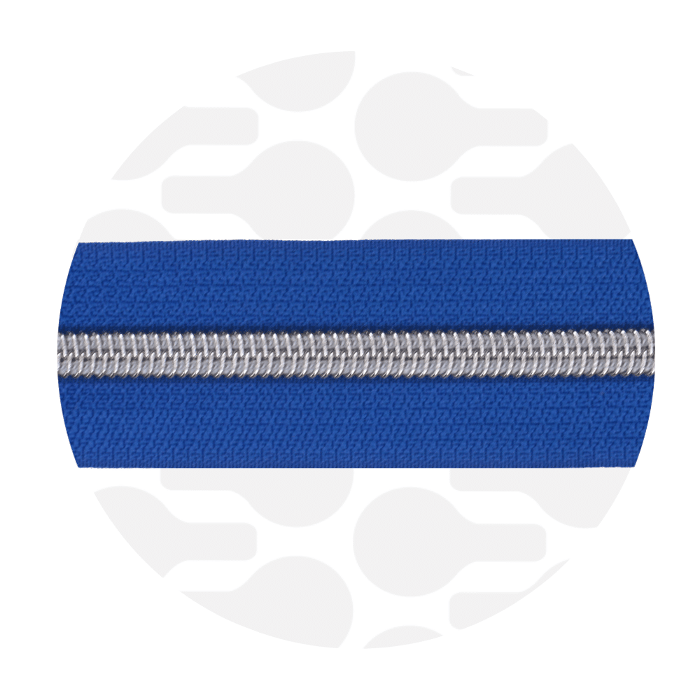 Zipper Zoo - Nylon rits royal blue - 1 meter - Zilver
