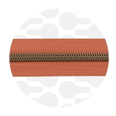 Zipper Zoo - Nylon rits smokey orange - 1 meter - Brons