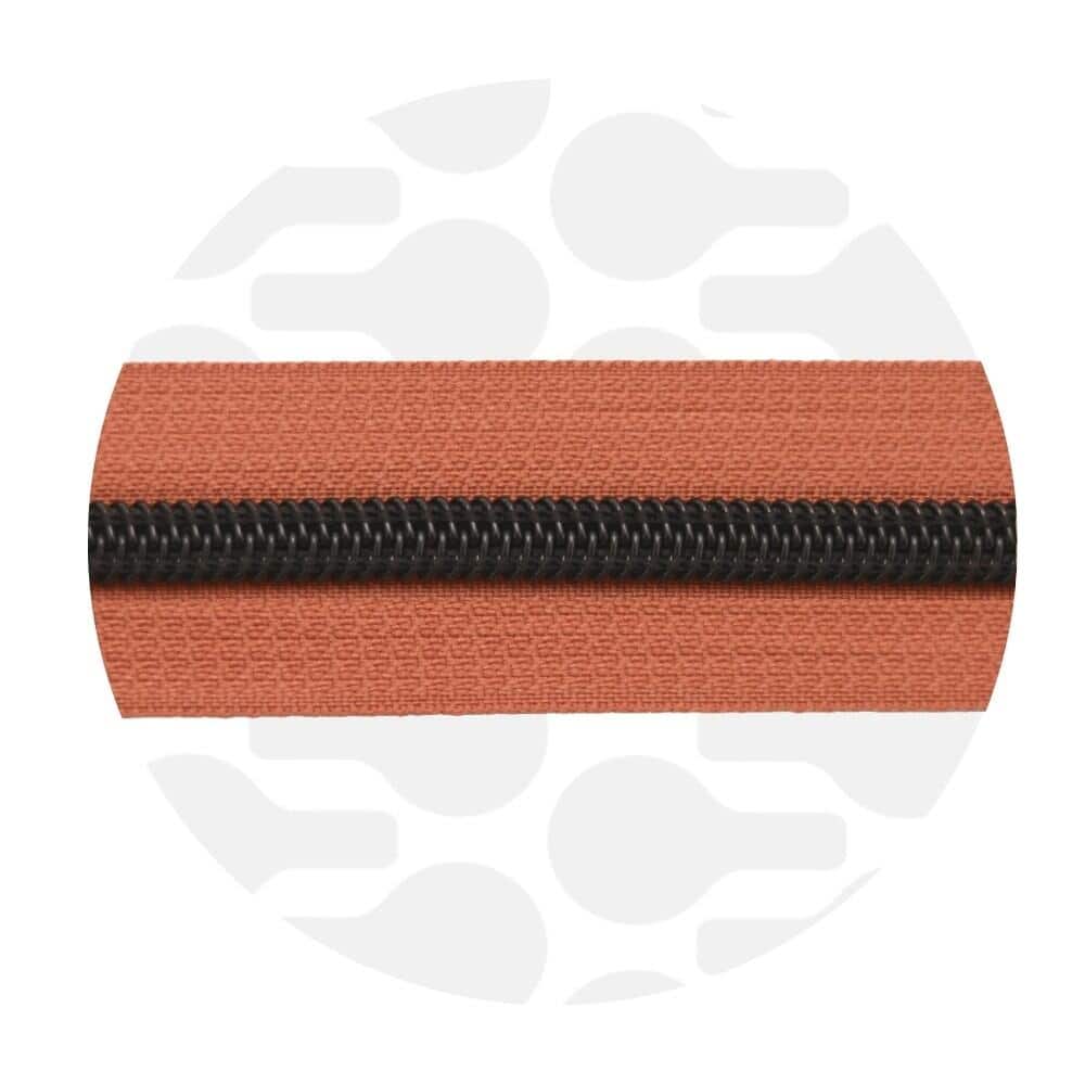 Zipper Zoo - Nylon rits smokey orange - 1 meter - Zwart