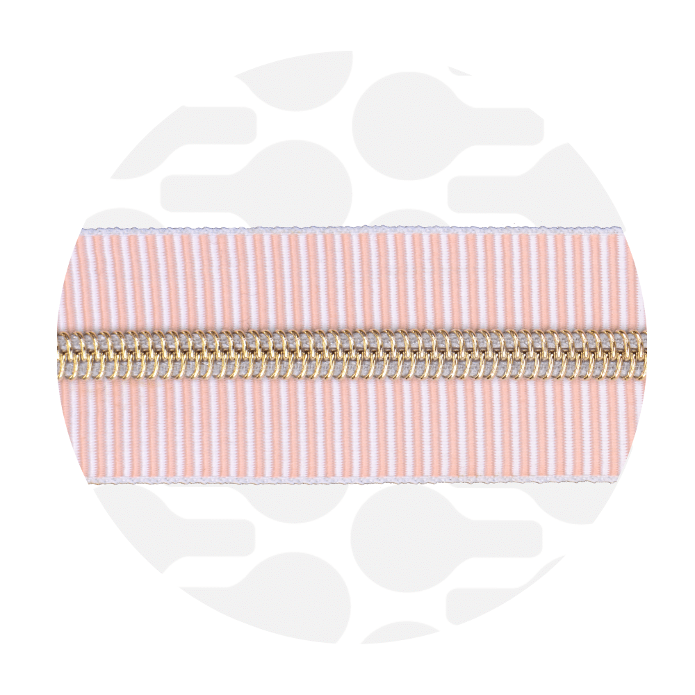 Zipper Zoo - Nylon rits strepen peachy - 1 meter - Goud