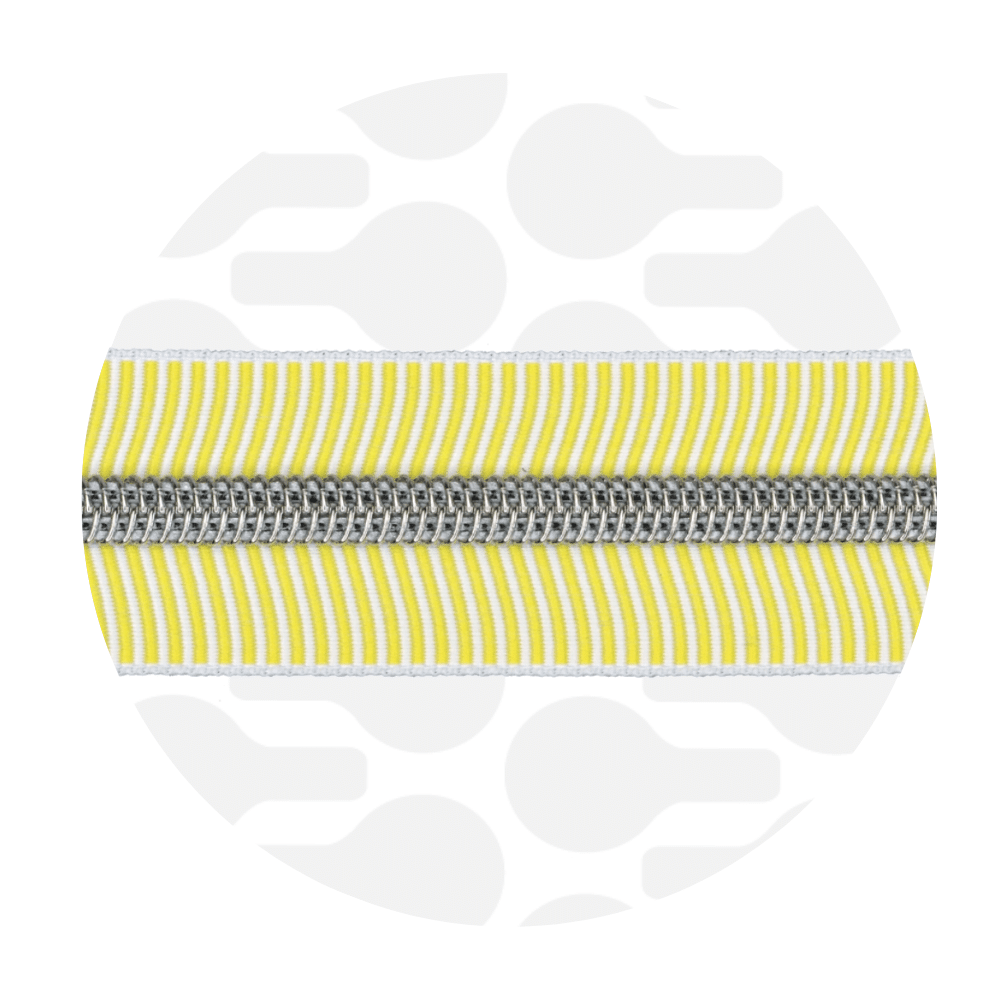 Zipper Zoo - Nylon rits strepen sunny - 1 meter - Zilver