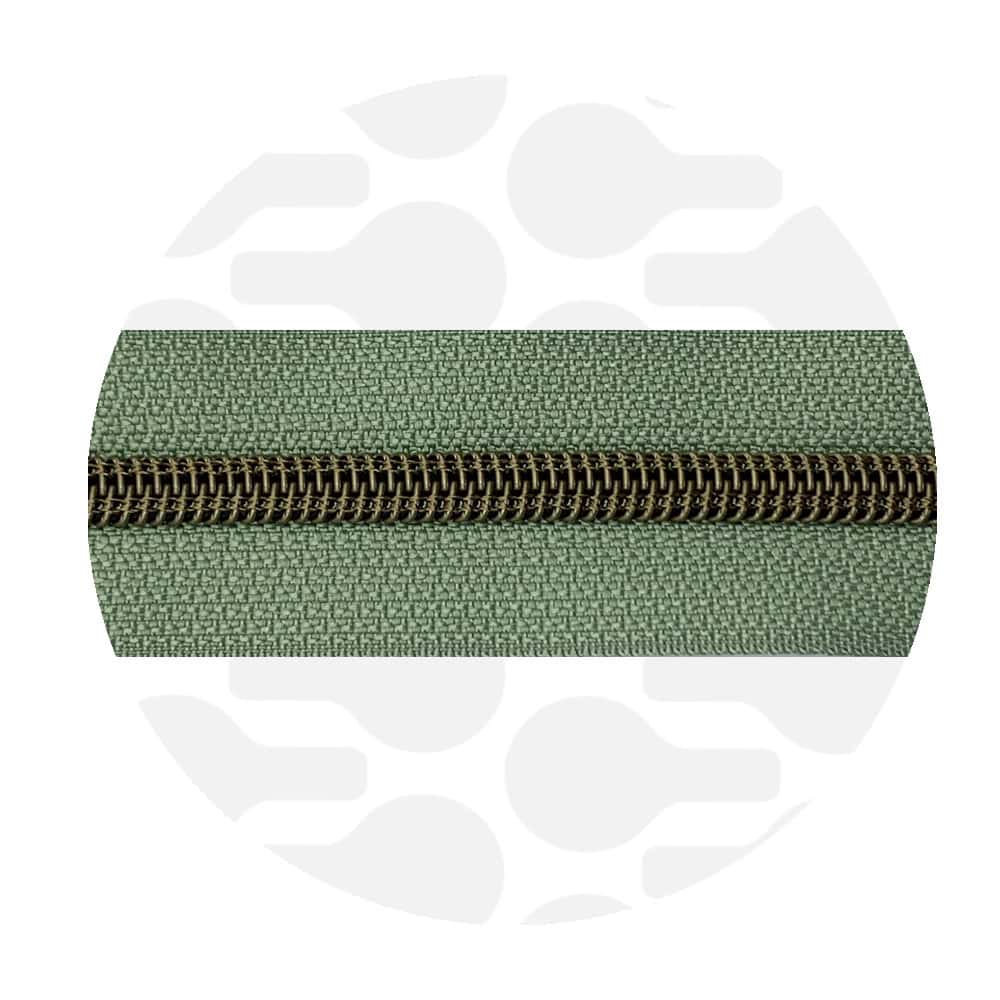 Zipper Zoo - Nylon rits willow green - 1 meter - Brons