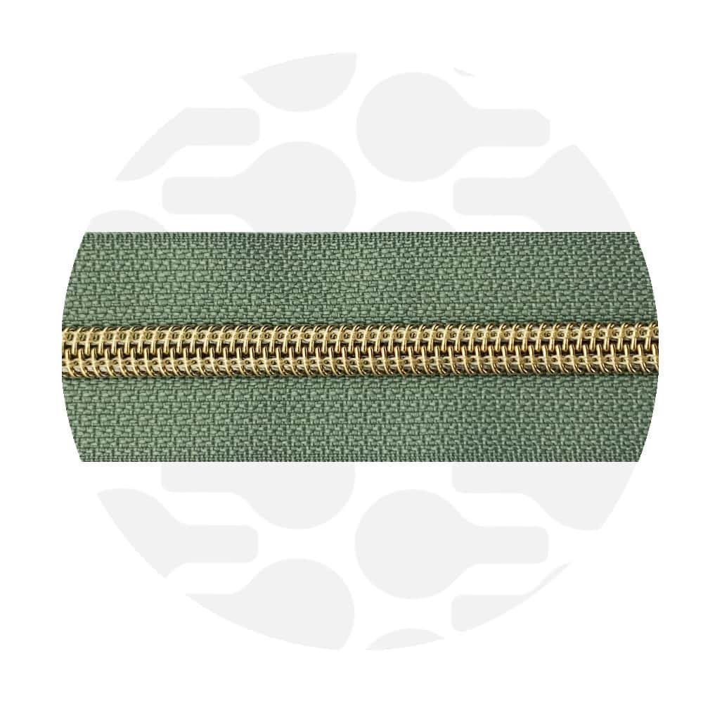 Zipper Zoo - Nylon rits willow green - 1 meter - Goud