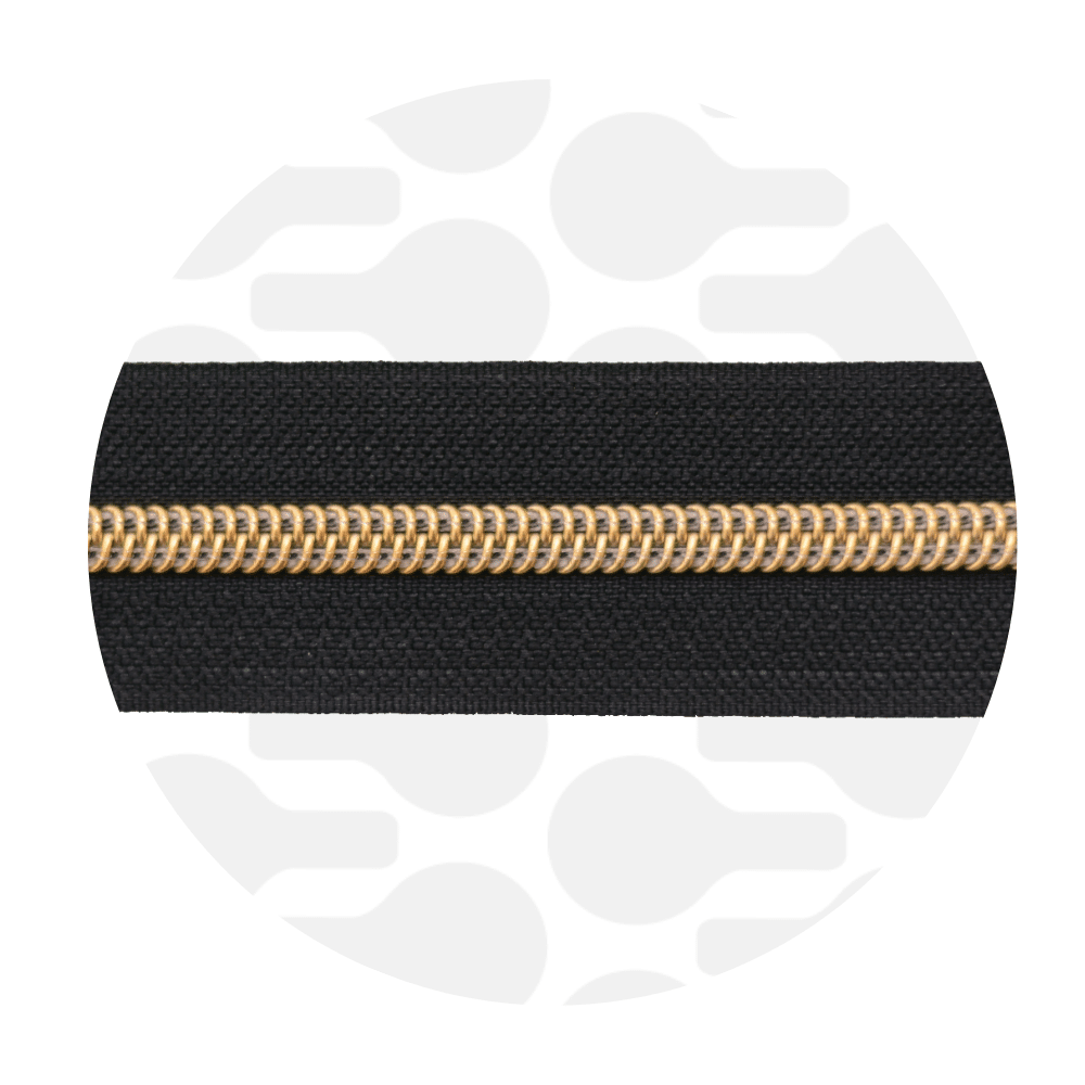 Zipper Zoo - Nylon rits zwart - 1 meter - Goud