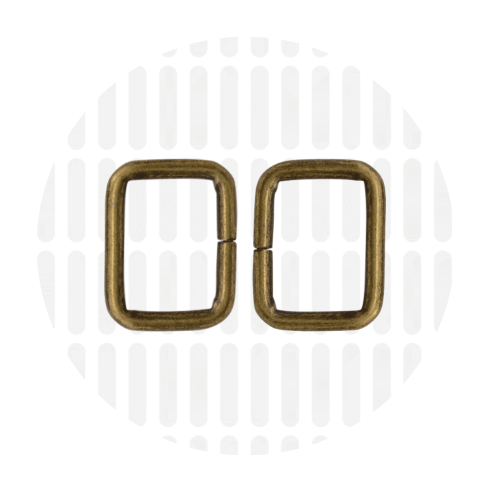 Zipper Zoo - Rechthoekige ring 20mm brons - 2 stuks
