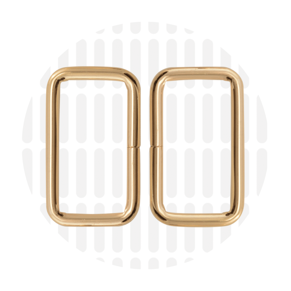 Zipper Zoo - Rechthoekige ring 38mm - 2 stuks - Goud