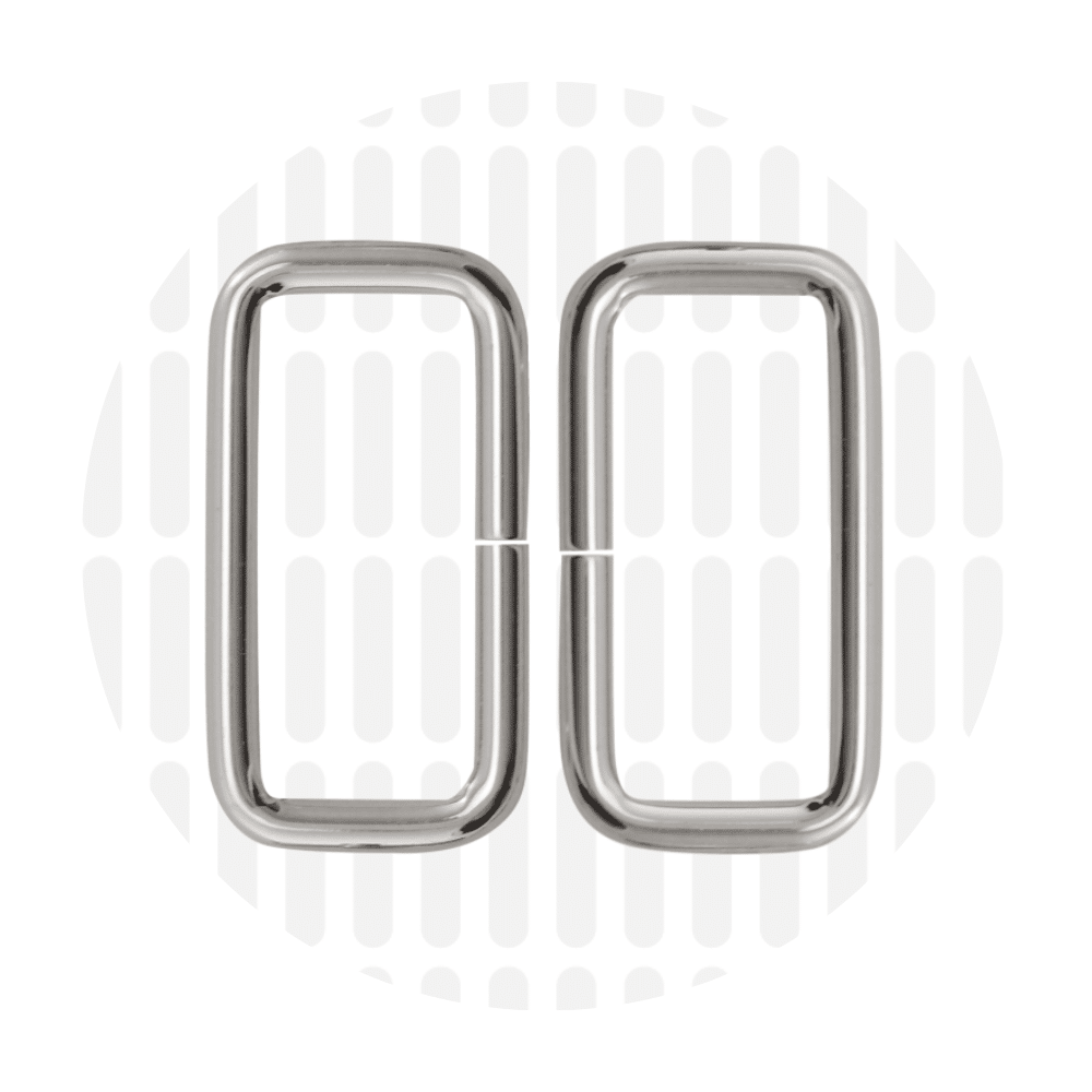 Zipper Zoo - Rechthoekige ring 38mm - 2 stuks - Zilver