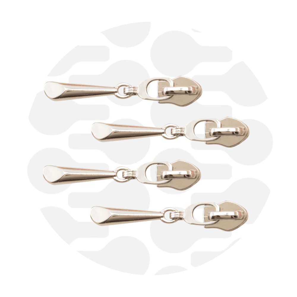 Zipper Zoo - Schuiver rits drop - 4 stuks - Zilver