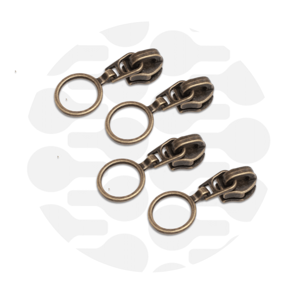 Zipper Zoo - Schuiver rits loop - 4 stuks - Brons