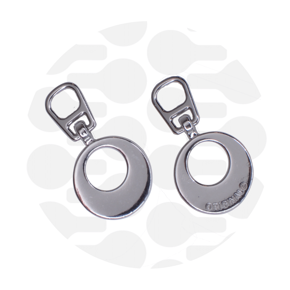 Zipper Zoo - Snap-on pull circle - 2 stuks - Zilver
