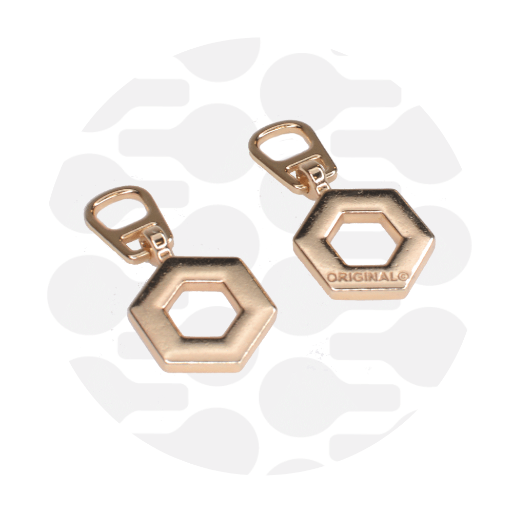Zipper Zoo - Snap-on pull hexagon - 2 stuks - Goud