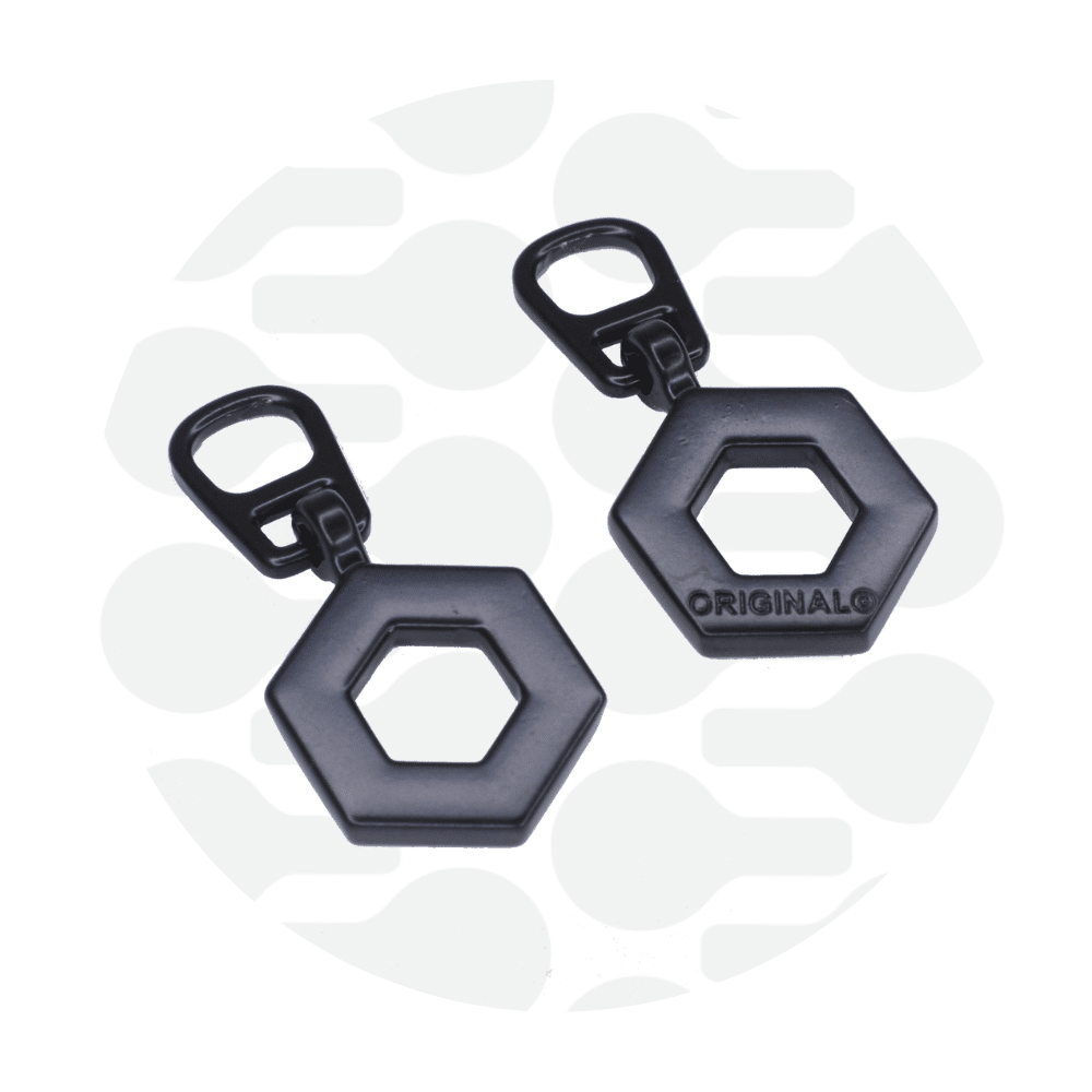 Zipper Zoo - Snap-on pull hexagon - 2 stuks - Zwart