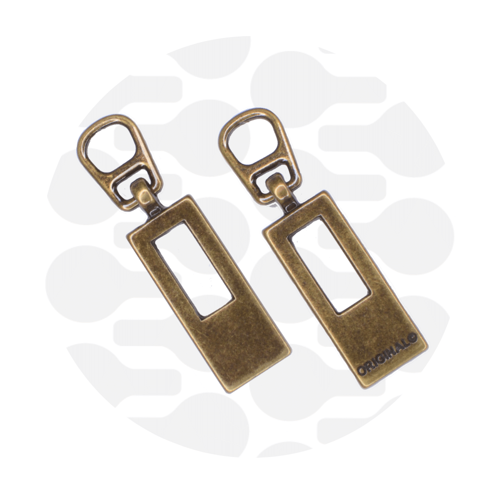 Zipper Zoo - Snap-on pull rectangle - 2 stuks - Brons