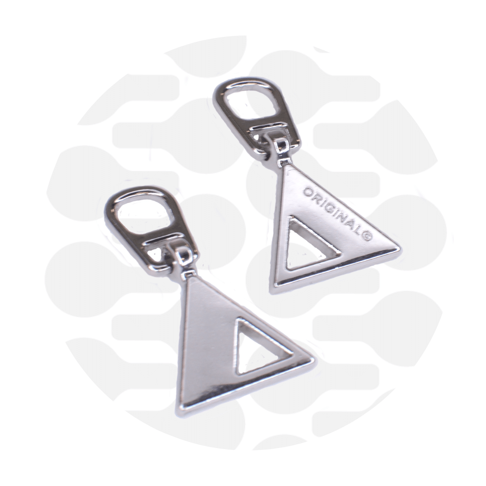 Zipper Zoo - Snap-on pull triangle - 2 stuks - Zilver
